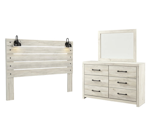 Cambeck Queen Panel Headboard with Mirrored Dresser Homeline Furniture