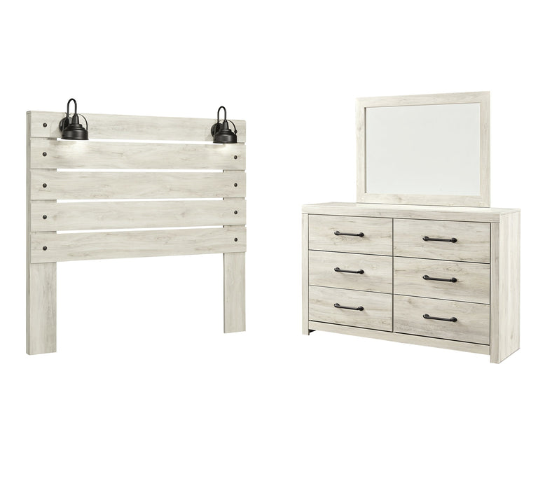 Cambeck Queen Panel Headboard with Mirrored Dresser Homeline Furniture