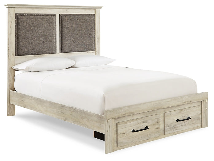 Cambeck Queen Upholstered Panel Headboard with Mirrored Dresser, Chest and 2 Nightstands Homeline Furniture