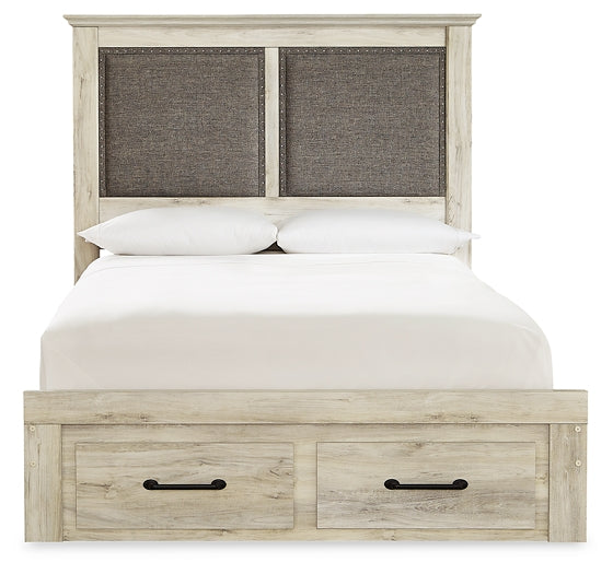 Cambeck Queen Upholstered Panel Headboard with Mirrored Dresser, Chest and 2 Nightstands Homeline Furniture