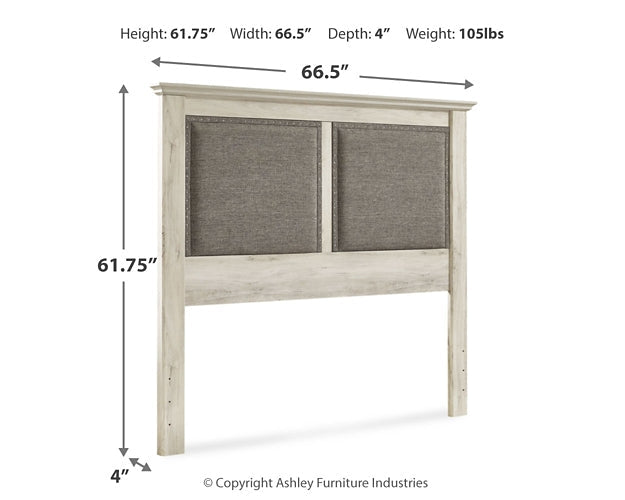 Cambeck Queen Upholstered Panel Headboard with Mirrored Dresser Homeline Furniture