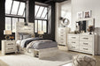 Cambeck Twin Panel Bed with 4 Storage Drawers with Mirrored Dresser, Chest and 2 Nightstands Homeline Furniture