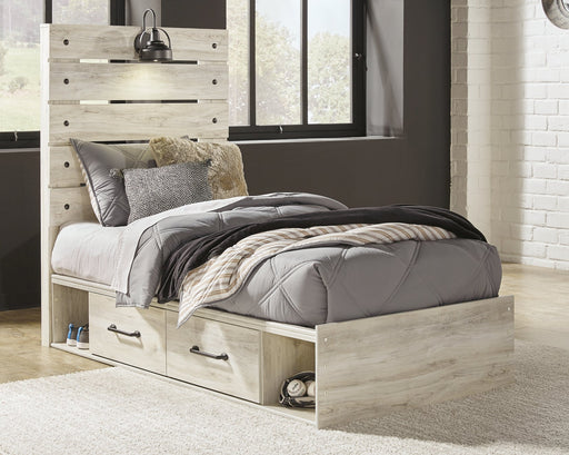 Cambeck Twin Panel Bed with 4 Storage Drawers with Mirrored Dresser Homeline Furniture