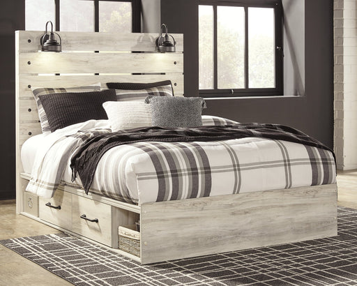 Cambeck Twin Panel Bed with 4 Storage Drawers with Mirrored Dresser and Chest Homeline Furniture