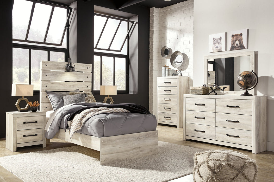 Cambeck Twin Panel Bed with Mirrored Dresser, Chest and 2 Nightstands Homeline Furniture