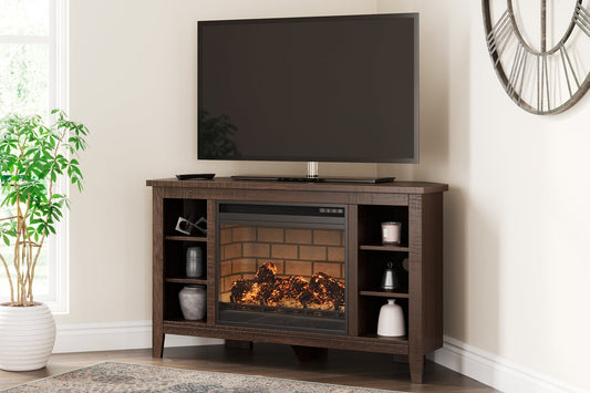 Camiburg Corner TV Stand with Electric Fireplace Homeline Furniture