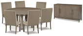 Chrestner Dining Table and 6 Chairs with Storage Homeline Furniture