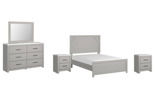 Cottonburg Full Panel Bed with Mirrored Dresser and 2 Nightstands Homeline Furniture