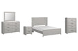 Cottonburg Queen Panel Bed with Mirrored Dresser, Chest and Nightstand Homeline Furniture