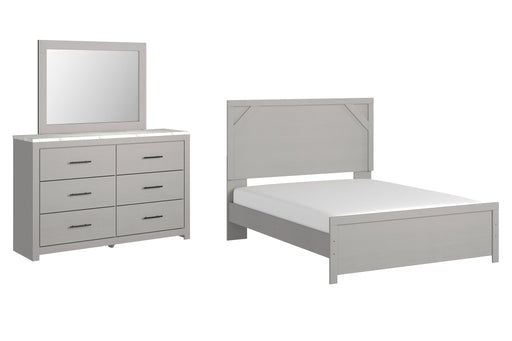 Cottonburg Queen Panel Bed with Mirrored Dresser Homeline Furniture