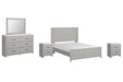 Cottonburg Queen Panel Bed with Mirrored Dresser and 2 Nightstands Homeline Furniture