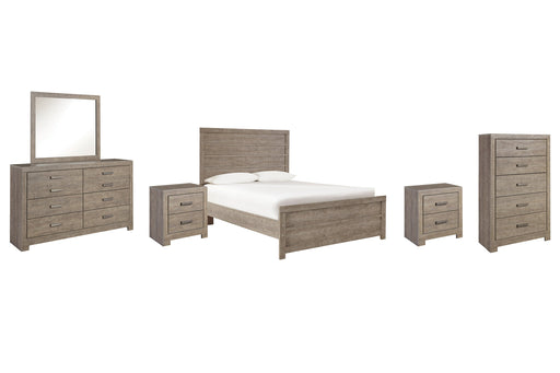 Culverbach Full Panel Bed with Mirrored Dresser, Chest and 2 Nightstands Homeline Furniture