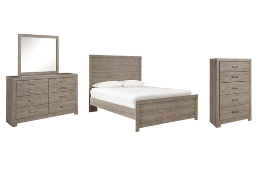 Culverbach Full Panel Bed with Mirrored Dresser and Chest Homeline Furniture