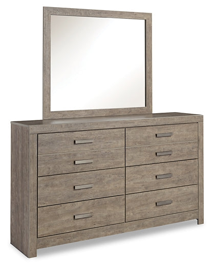 Culverbach King Panel Bed with Mirrored Dresser, Chest and 2 Nightstands Homeline Furniture