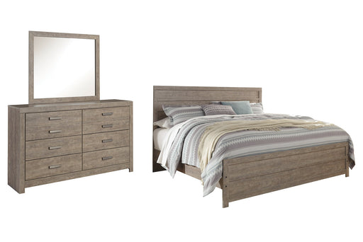 Culverbach King Panel Bed with Mirrored Dresser Homeline Furniture