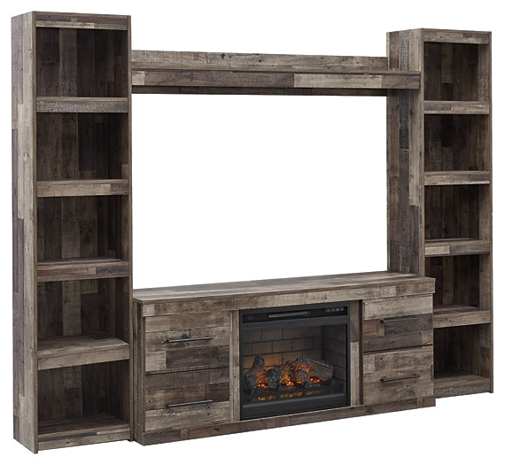 Derekson 4-Piece Entertainment Center with Electric Fireplace Homeline Furniture