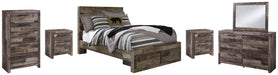 Derekson Full Panel Bed with 2 Storage Drawers with Mirrored Dresser, Chest and 2 Nightstands Homeline Furniture