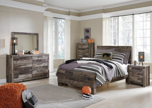 Derekson Full Panel Bed with Mirrored Dresser, Chest and Nightstand Homeline Furniture