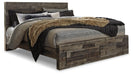 Derekson King Panel Bed with 2 Storage Drawers with Dresser Homeline Furniture