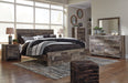 Derekson King Panel Bed with 2 Storage Drawers with Mirrored Dresser, Chest and 2 Nightstands Homeline Furniture