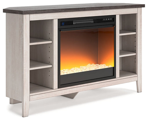 Dorrinson Corner TV Stand with Electric Fireplace Homeline Furniture