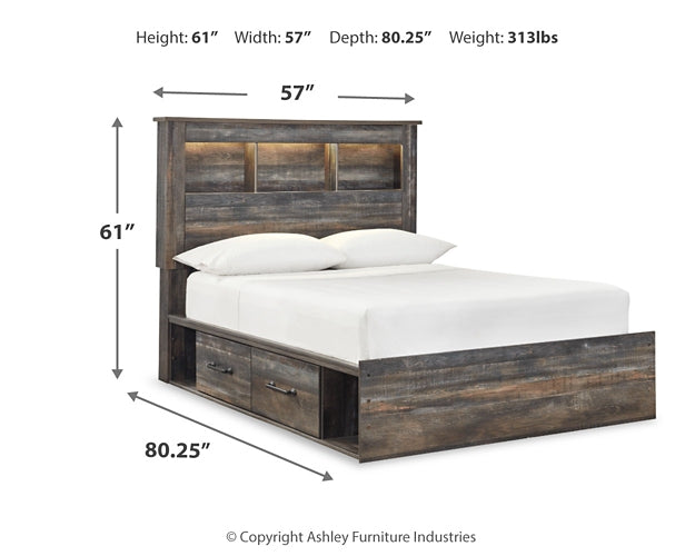 Drystan Full Bookcase Bed with 4 Storage Drawers with Dresser Homeline Furniture