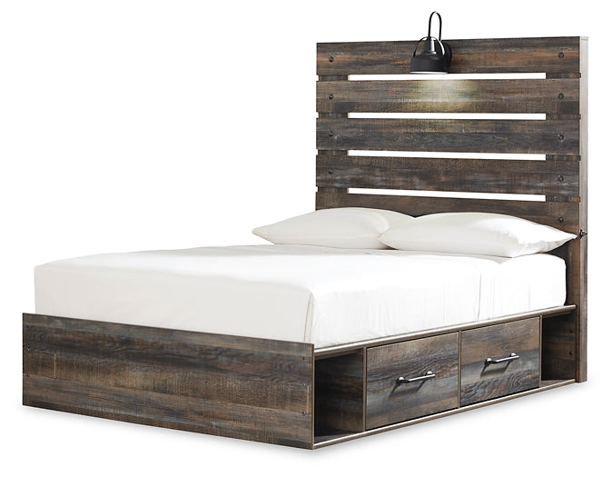 Drystan Full Panel Bed with 4 Storage Drawers with Mirrored Dresser, Chest and 2 Nightstands Homeline Furniture