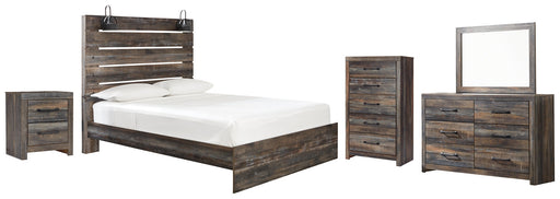 Drystan Full Panel Bed with Mirrored Dresser, Chest and Nightstand Homeline Furniture