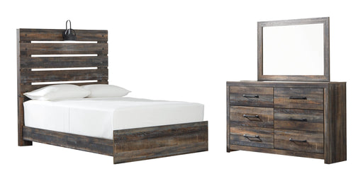 Drystan Full Panel Bed with Mirrored Dresser Homeline Furniture