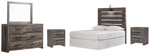 Drystan Full Panel Headboard with Mirrored Dresser and 2 Nightstands Homeline Furniture