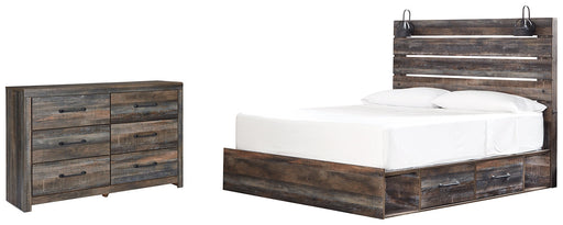 Drystan King Panel Bed with 2 Storage Drawers with Dresser Homeline Furniture