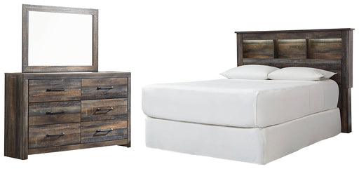 Drystan Queen/Full Bookcase Headboard with Mirrored Dresser Homeline Furniture