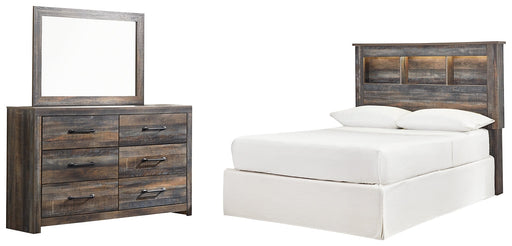 Drystan Queen/Full Bookcase Headboard with Mirrored Dresser Homeline Furniture