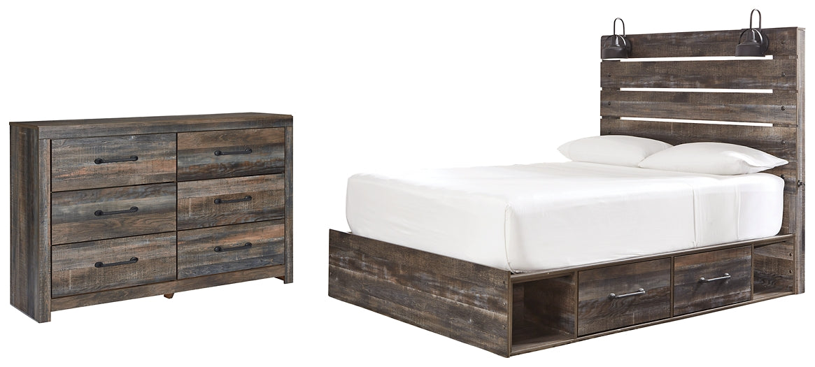 Drystan Queen Panel Bed with 2 Storage Drawers with Dresser Homeline Furniture