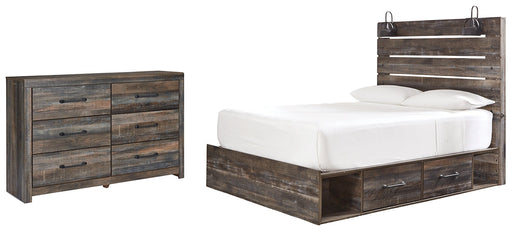 Drystan Queen Panel Bed with 2 Storage Drawers with Dresser Homeline Furniture