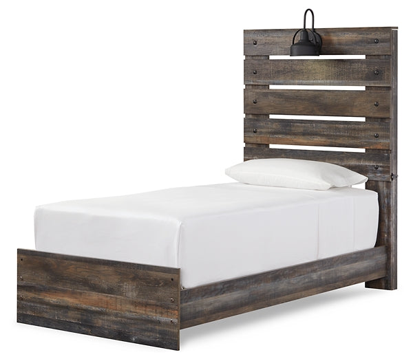 Drystan Twin Panel Bed with Mirrored Dresser, Chest and Nightstand Homeline Furniture