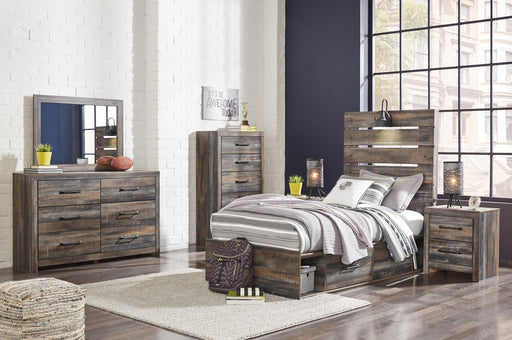 Drystan Twin Panel Headboard with Mirrored Dresser, Chest and 2 Nightstands Homeline Furniture