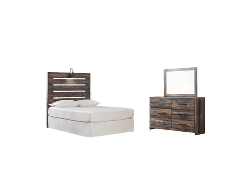 Drystan Twin Panel Headboard with Mirrored Dresser Homeline Furniture