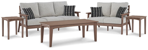 Emmeline Outdoor Sofa and Loveseat with Coffee Table and 2 End Tables Homeline Furniture