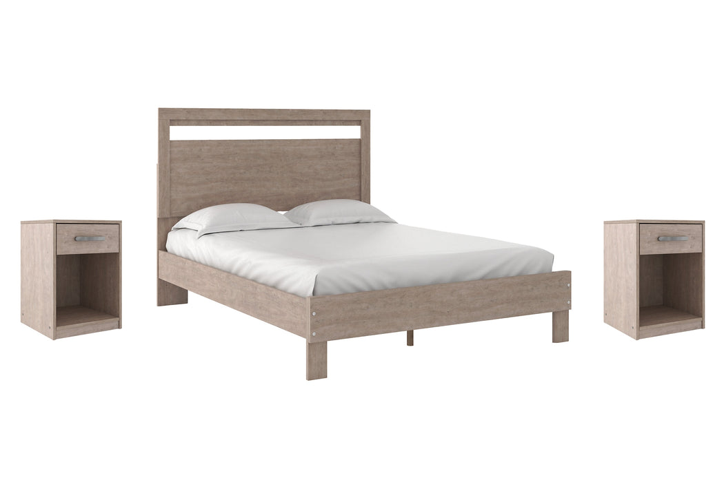 Flannia Queen Panel Platform Bed with 2 Nightstands Homeline Furniture