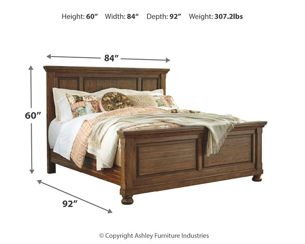 Flynnter Queen Panel Bed with Mirrored Dresser Homeline Furniture