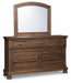 Flynnter Queen Panel Bed with Mirrored Dresser Homeline Furniture