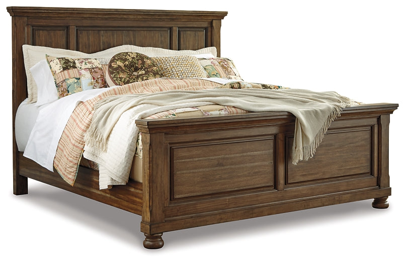 Flynnter Queen Panel Bed with Mirrored Dresser Homeline Furniture