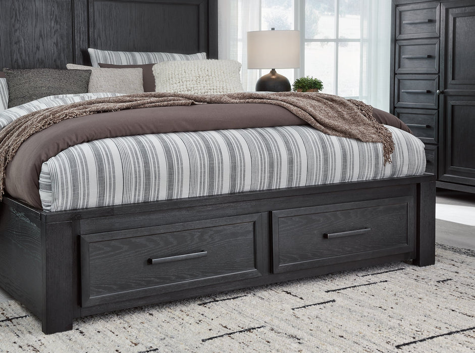 Foyland California King Panel Storage Bed with Mirrored Dresser Homeline Furniture