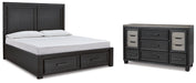 Foyland King Panel Storage Bed with Dresser Homeline Furniture