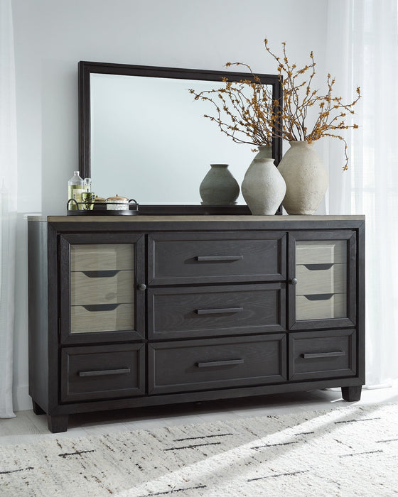 Foyland King Panel Storage Bed with Mirrored Dresser, Chest and Nightstand Homeline Furniture