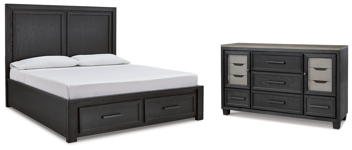 Foyland Queen Panel Storage Bed with Dresser Homeline Furniture