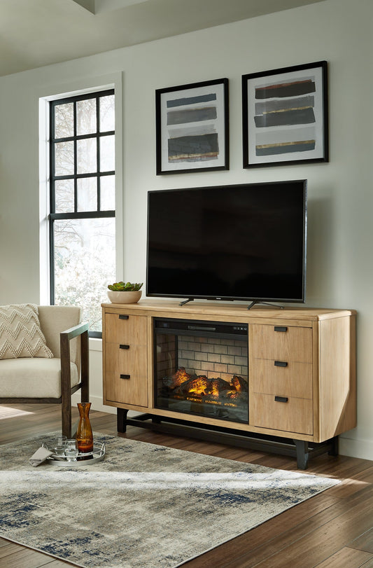 Freslowe TV Stand with Electric Fireplace Homeline Furniture