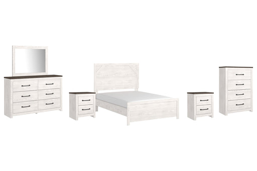 Gerridan Full Panel Bed with Mirrored Dresser, Chest and 2 Nightstands Homeline Furniture