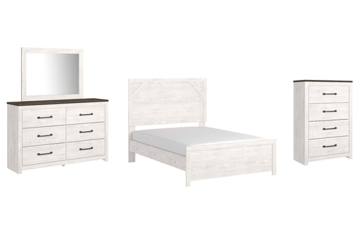 Gerridan Full Panel Bed with Mirrored Dresser and Chest Homeline Furniture